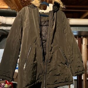 Women's Dark Green Hooded Puffer Coat